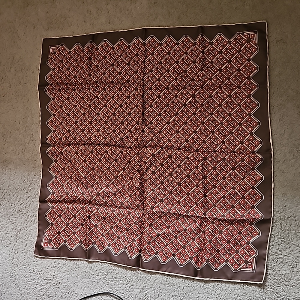 Vintage Brown Geometric Square Scarf